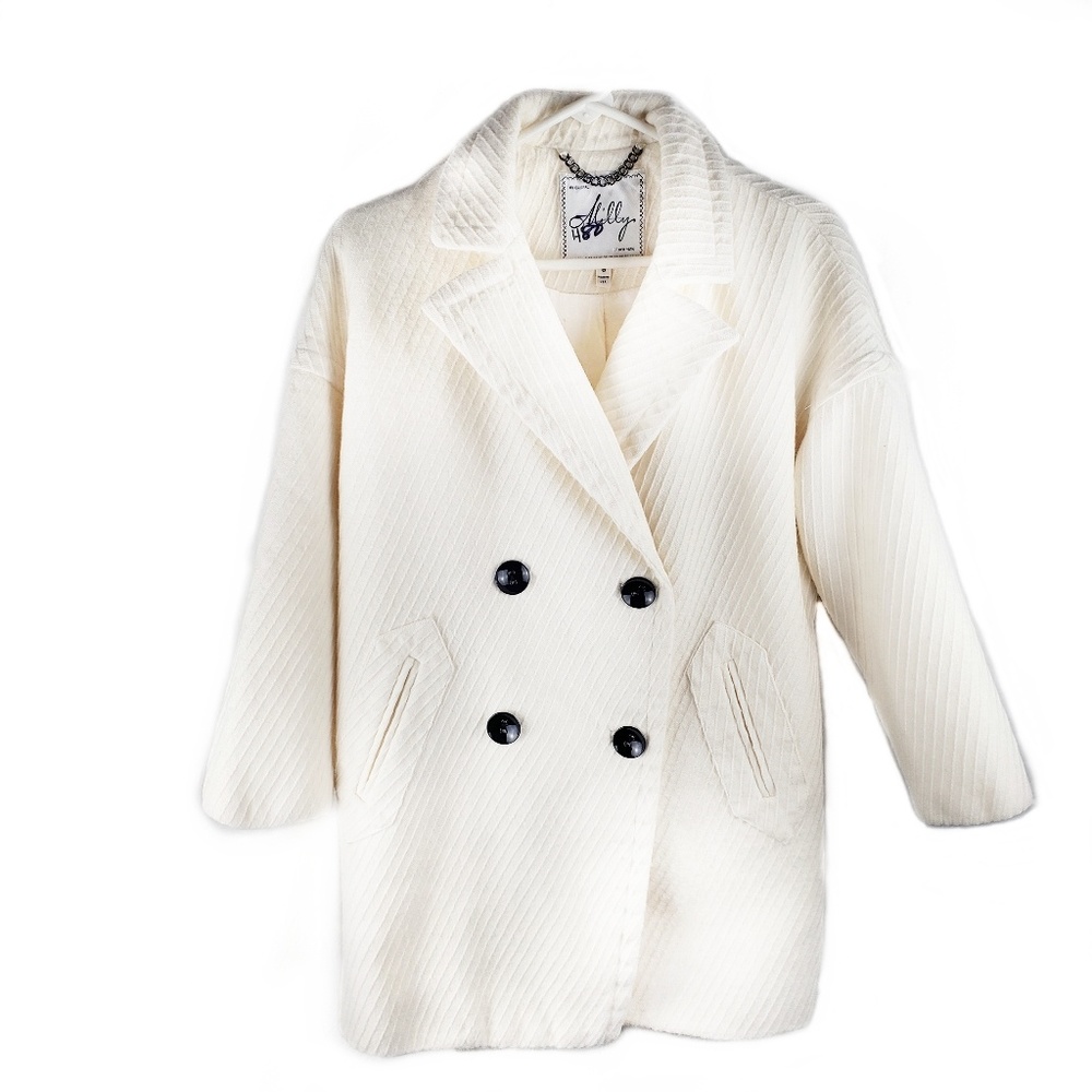 Milly of NY ribbed wool winter coat cream womens 8